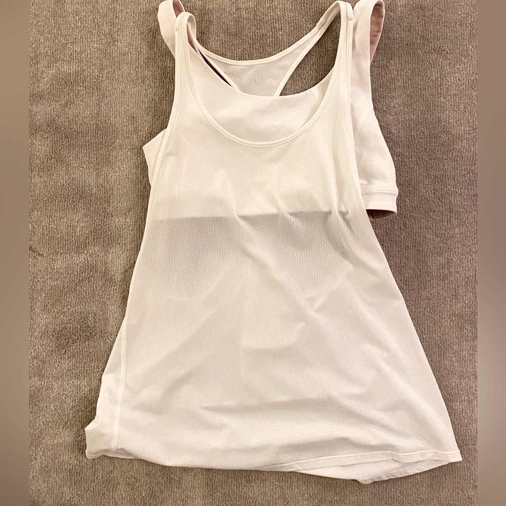 Almost New Lululemon White Tank with Built-in Bra